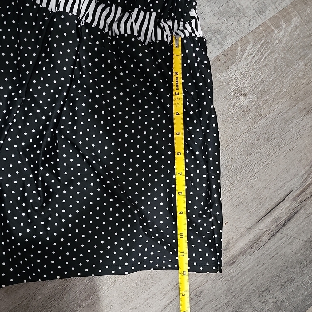 Cacique Black & White Polka Dot Romper with Striped Trim Swim Suit (A) - Picture 4 of 7